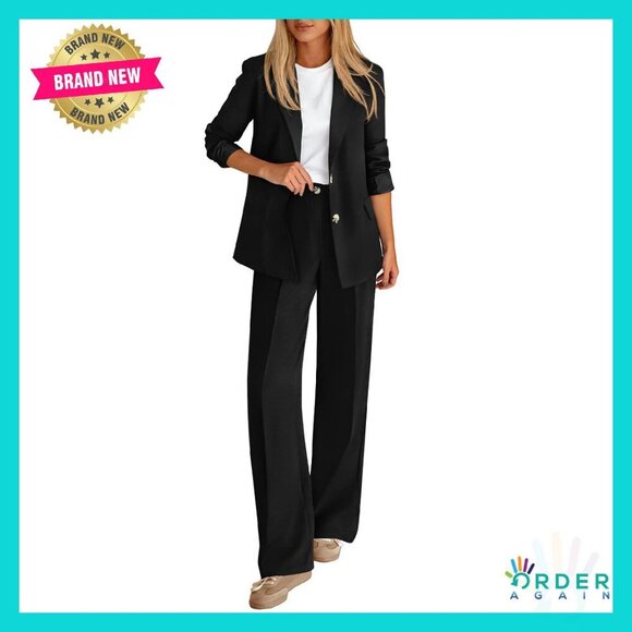 Oversized Blazer Wide Leg Pants Suit Set Business Casual Professional Work